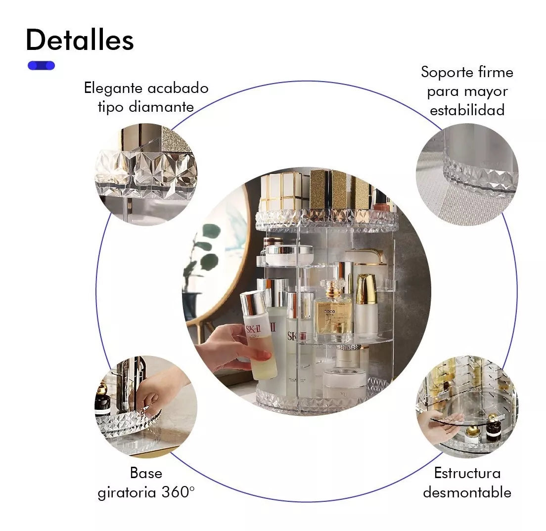 Organizador Acrílico Para Maquillaje Y Cosméticos 360