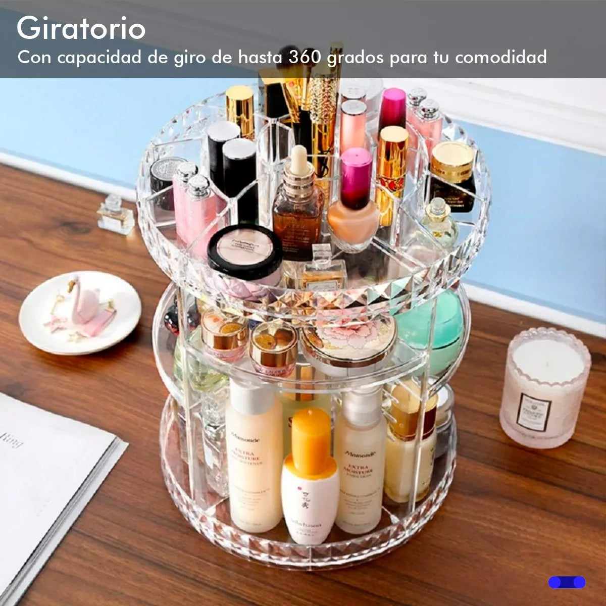 Organizador Acrílico Para Maquillaje Y Cosméticos 360